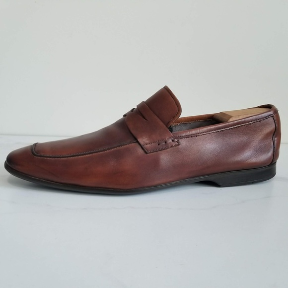 Magnanni Ramiro Brown Leather Penny Loafers Dress Shoes Men's Slip On - Picture 7 of 13